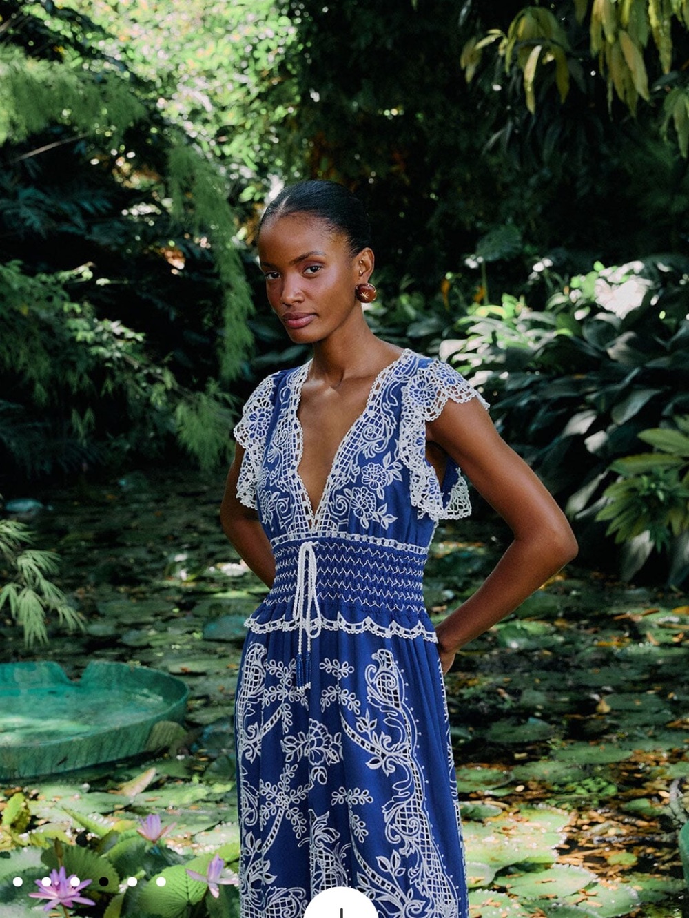 FARM Rio Navy and White Lace-Trim Maxi Dress - Picture 3 of 7